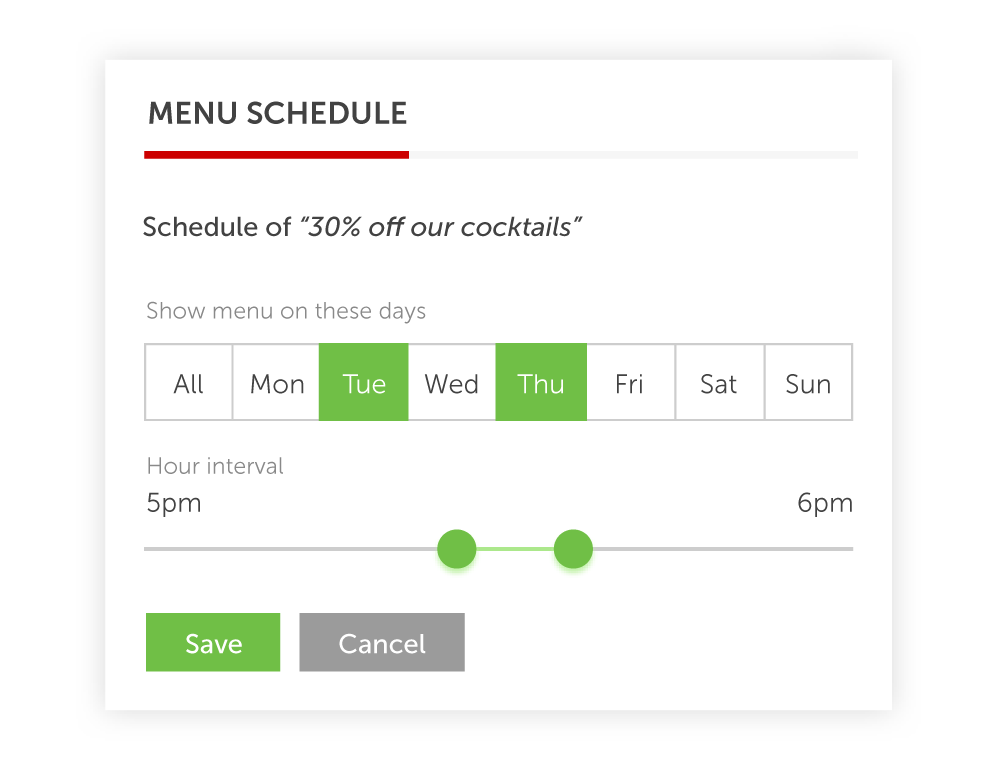 Scheduling a menu promotion